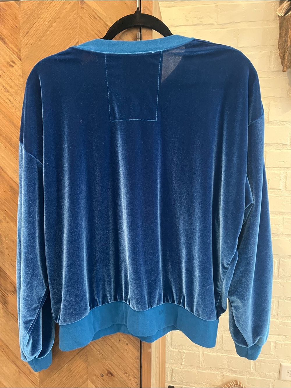 Aviator Nation Navy Velvet Track Pullover with Red & Gold Shoulder Stripes - Picture 3 of 3